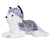 silver fox stuffed animal captured from a slight left front angled view.